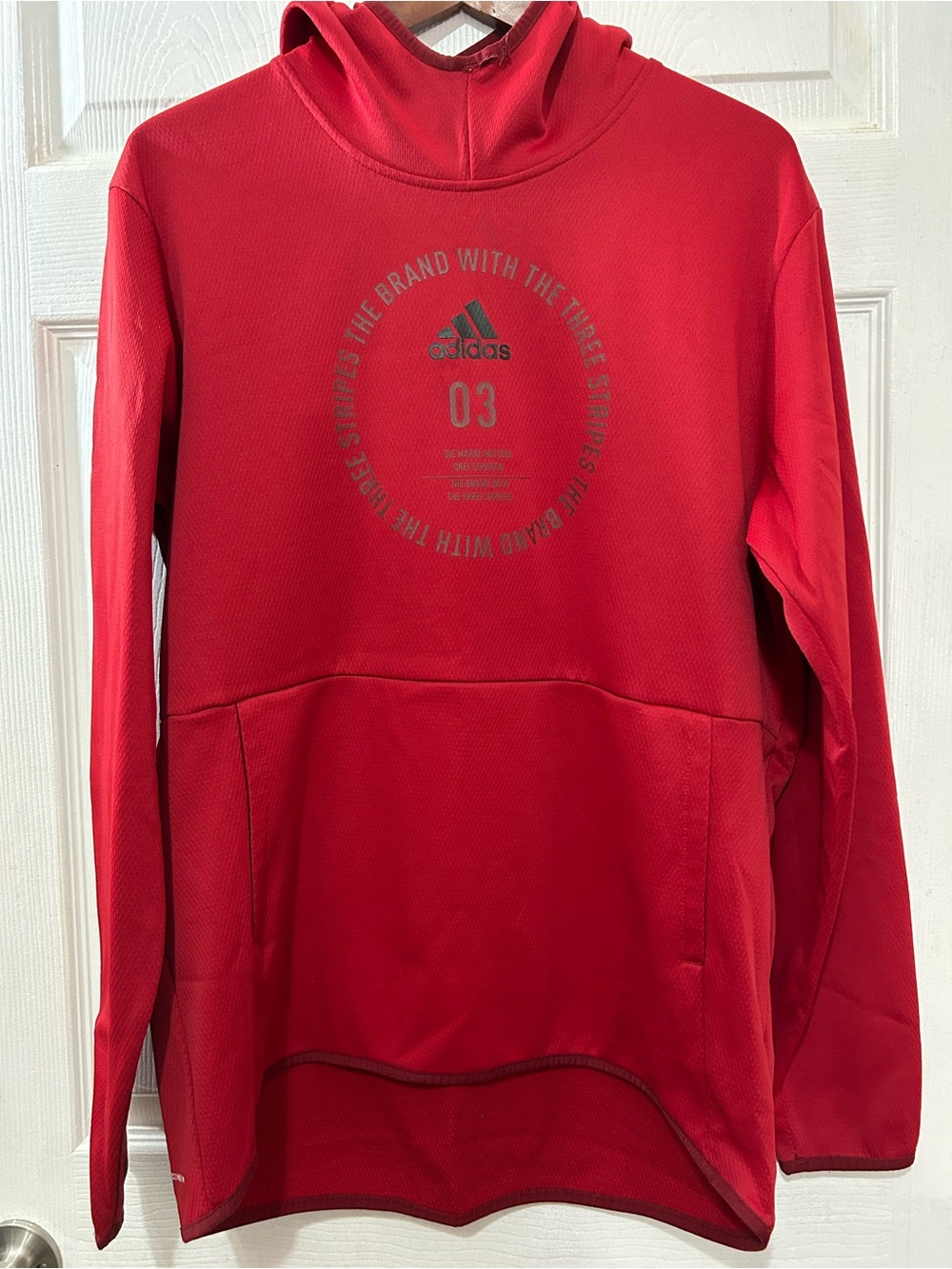 ADIDAS Climawarm Hoodie Red Size 
Large.
